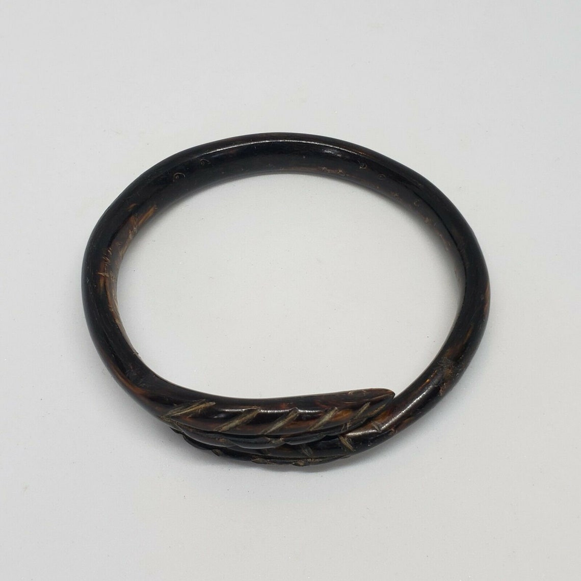 Vintage Carved Horn Bangle Bracelet Leaf Statement Jewelry Etsy