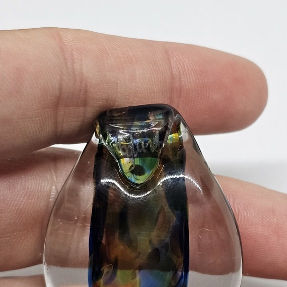 Signed HOGLUND Art Glass Pendant Clear Multicolor… - image 4