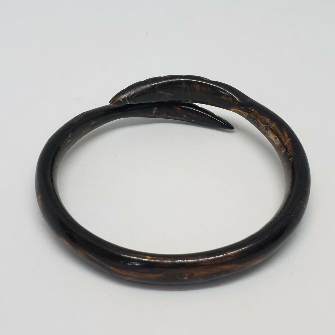 Vintage Carved Horn Bangle Bracelet Leaf Statement Jewelry Etsy