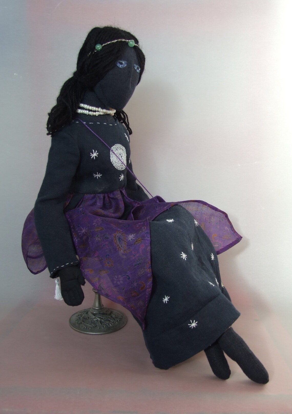 Art Doll, Hand Embroidered Unique Cloth Doll, Estrelle, Spirit of the