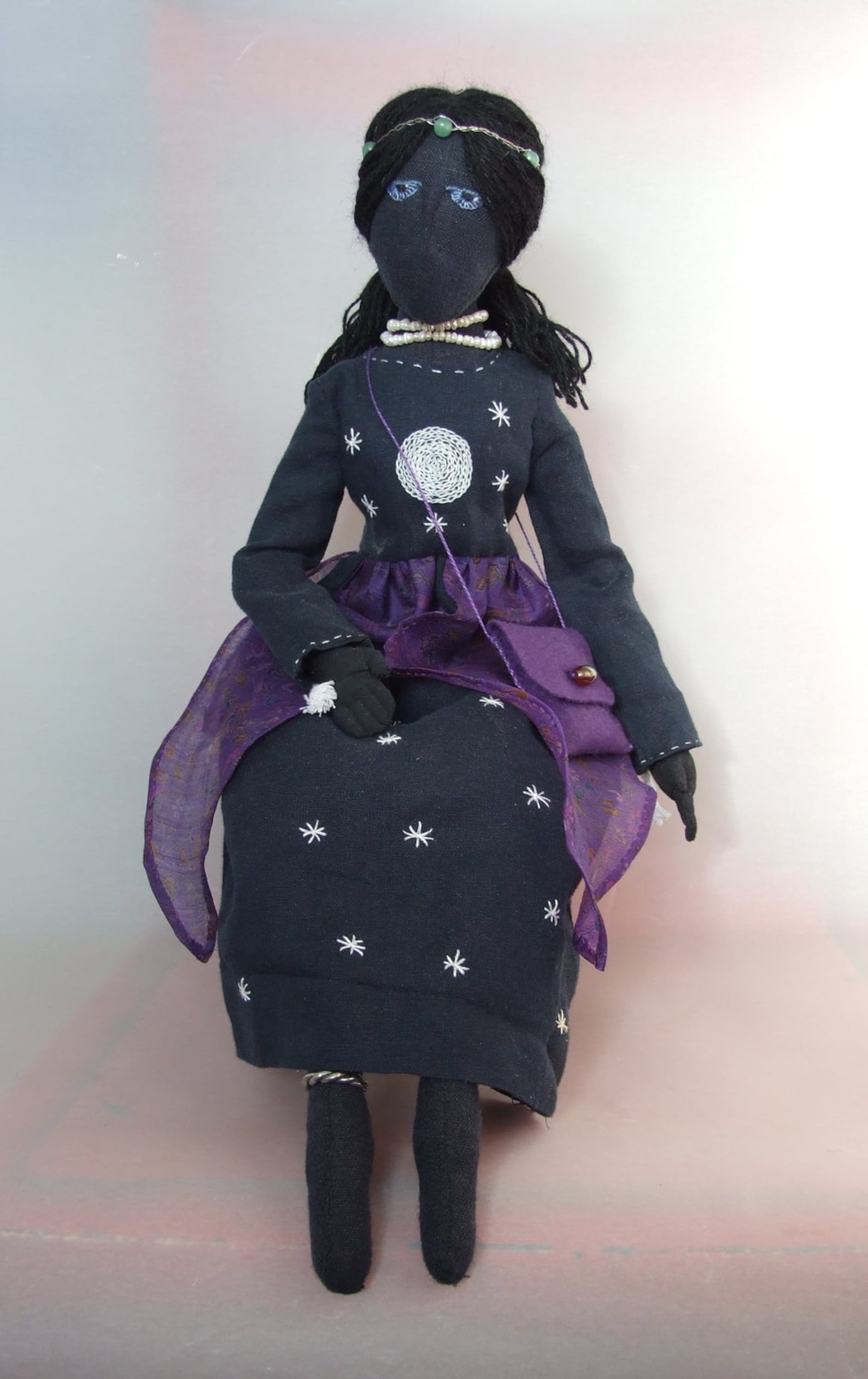 Art Doll, Hand Embroidered Unique Cloth Doll, Estrelle, Spirit of the