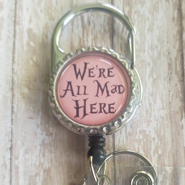 Carabiner Badge Reel - We're Mad - Cat Charm - Flat Rate Shipping in US!