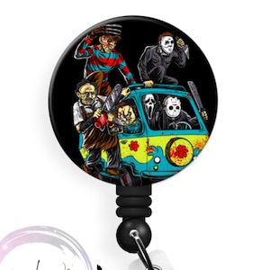 Halloween Horror Movie Themed - 1.5 Inch Button - Available in a Pin, Magnet or Badge Holder Reel - Flat Rate Shipping!