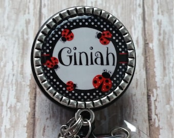 Personalized Ladybug Badge Reel - See Pics - Great Gift Idea or Treat Yourself!  Flat Rate Shipping in the US