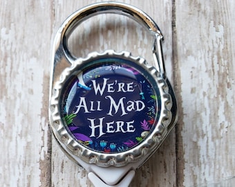 Cheshire Cat See Pictures for Charm Options Low Flat Rate Shipping in US! We/'re All Mad Here Retractable Badge Holder