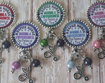 Hospice Nurse Retractable Badge Holder - Making a Difference One Patient at a Time - 5 Colors to Choose From (See Pictures)