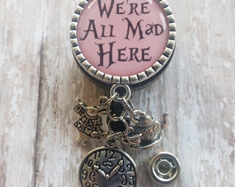 Retractable Badge Holder - Pink  - 3 Charm Options - See pics As Charms Have Changed -  Flat Rate Shipping in US!
