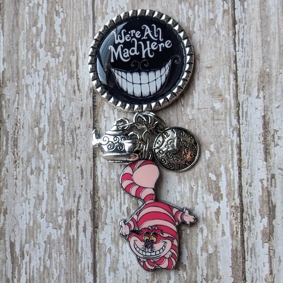 Retractable Badge Holder - Smiling Cat - 2 Charm Options - Flat Rate Shipping in The Us!