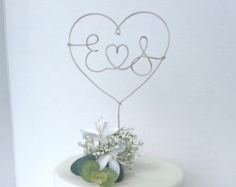 Heart Initials Cake Topper - Wedding Cake Topper - Personalised Topper