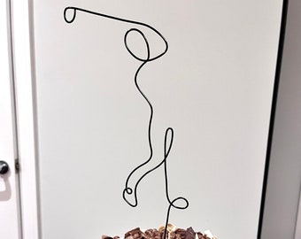 Wire Golfer Cake Topper - Male or Female - Birthday Cake Topper