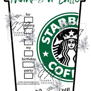 Kundengerechtes Dankeschön ein Latte Coffee Cup geformtes Tag / Karte - DIY Printable