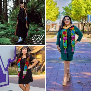 Personalizable Mexican Embroidery Graduation Stole