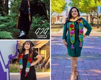 Personalizable Mexican Embroidery Graduation Stole