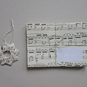 10 enveloppes + lot d'étoiles en origami Papier à musique Post Noël Noël