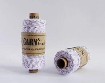 1 spool baker's twine cotton ribbon cotton thread  in lilac lavender white 45m