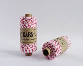 1 spool baker's twine cotton ribbon cotton thread in red and white 45m