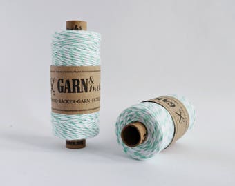 1 spool baker's twine cotton ribbon cotton thread in mint green and white 45m