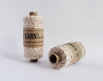 1 spool baker's twine cotton ribbon cotton thread in copper and cream white 45m gift ribbon Christmas