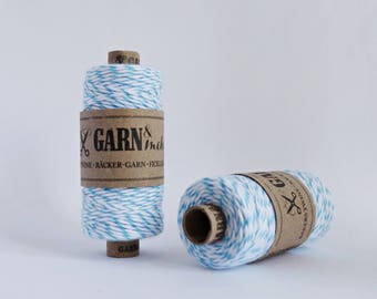 1 spool baker's twine cotton ribbon cotton thread in white and turquoise blue 45m gift ribbon