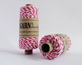 1 spool baker's twine cotton ribbon cotton thread in red white pink candy 45m