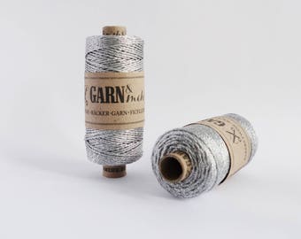 1 spool baker's twine gift ribbon cord thread in silver metallic