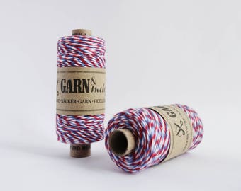 1 spool baker's twine cotton ribbon cotton thread in red white blue airmail 45m