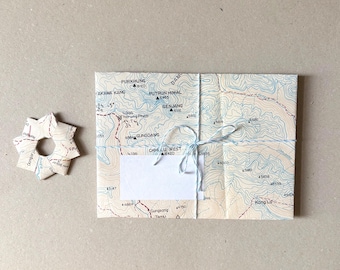 6 Vintage Hiking Map Envelopes | Handmade C6 Envelopes from Mapa of Annapurna Himalaya