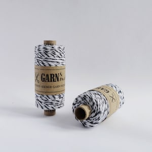 1 spool baker&#39;s twine cotton ribbon cotton thread in black and white 45m