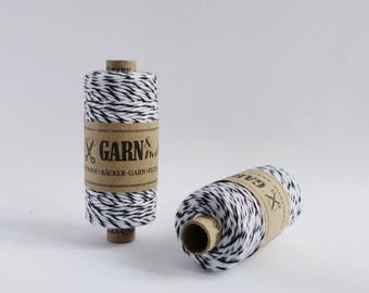 1 spool baker's twine cotton ribbon cotton thread in black and white 45m
