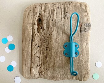 hook rack driftwood hook wooden tile turquoise blue