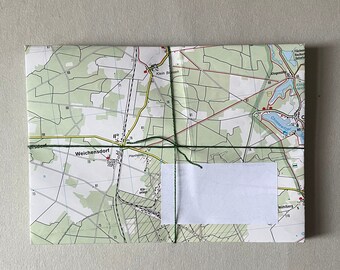 12 vintage Brandenburg Map Envelopes | Green Pastel C6 Envelopes from Hiking Map