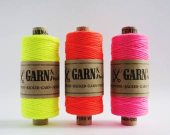 1 Rolle Bäckergarn Bäcker-Garn Bäcker Garn in neon gelb orange pink 45m Geschenkband