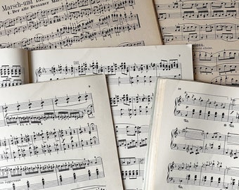 20 Original Sheet Music Pages | Vintage Music Paper for Scrapbooking, Junk Journals, Mixed Media & DIY
