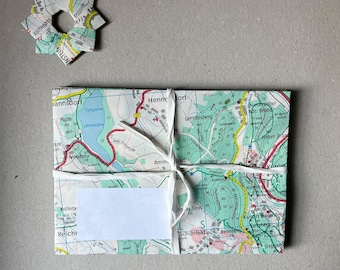 6 Vintage Erzgebirge Map Envelopes | Handmade C6 Envelopes + Origami Star