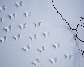 25 x 3D butterflies in white creme creme white wall decoration wall tattoo butterflies swarm