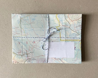 15 Vintage South America Map Envelopes | Handmade C6 Envelopes + Mini Envelopes