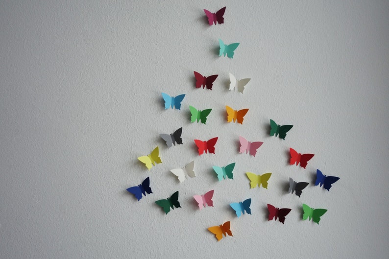 25 x 3D Schmetterlinge in bunt Wandschmuck Wanddeko Wandtattoo Schmetterlingsschwarm Bild 2