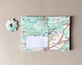 10 Handmade Map Envelopes from Harz & Ore Mountains Hiking Maps | Vintage C6 Envelopes with Origami Star