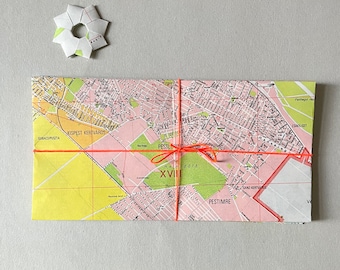 8 envelopes envelopes envelopes envelope + origami star set atlas map Budapest Hungary