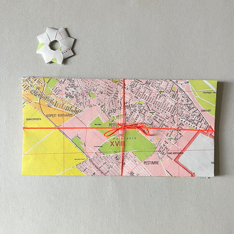 8 envelopes envelopes envelopes envelope origami star set atlas map Budapest Hungary image 1