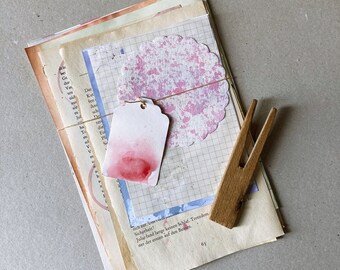 25x dyed stained papers paper pack with coffee avocado tea plants vintage scrapbook junk journal