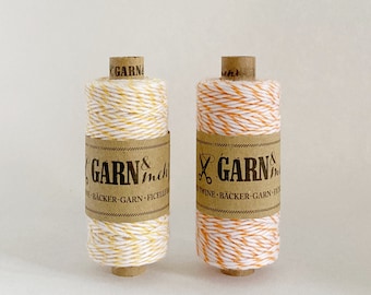 1 spool baker's twine cotton ribbon cotton thread in orange or yellow and white 45m