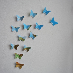 25 x Papillons 3D de la carte du monde atlas décoration murale tatouage mural essaim de papillons
