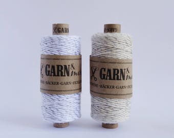 1 spool baker's twine cotton ribbon cotton thread in silver white cream white