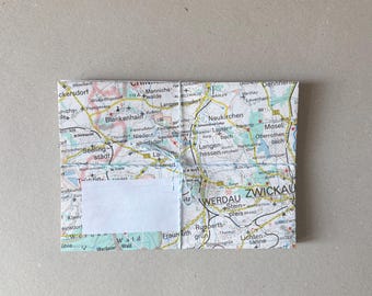 15 Handmade Germany Map Envelopes | C6 Envelopes in Green and Blue