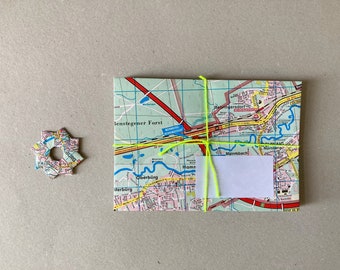 10 Briefumschläge Umschläge Kuverts 3 Papiertüten + Origamistern Set Straßenkarte Stadtplan Nürnberg
