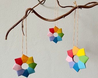 3 Sterne Papiersterne Origamisterne Weihnachtssterne Sterne Blüten Schmuck Regenbogen Queer Love LGBTQ