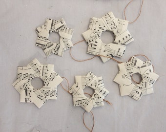 5 stars paper stars origami stars christmas tree decoration with copper twine