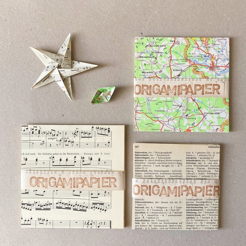 30 feuilles de papier origami papier origami pages de livre lexique musique papier partition atlas carte vintage image 1