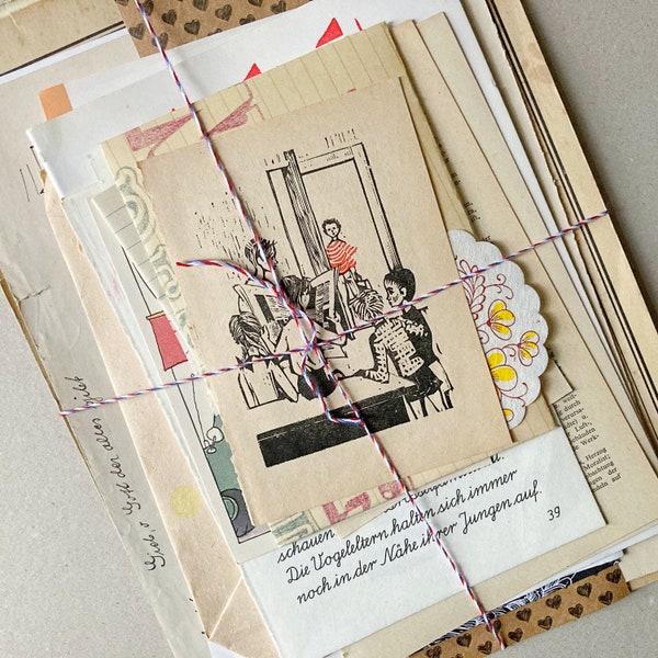 50x vintage Papier Mixed Media für Scrapbooking Junk Journal Smashbook Art Journal Ephemera Set Kit